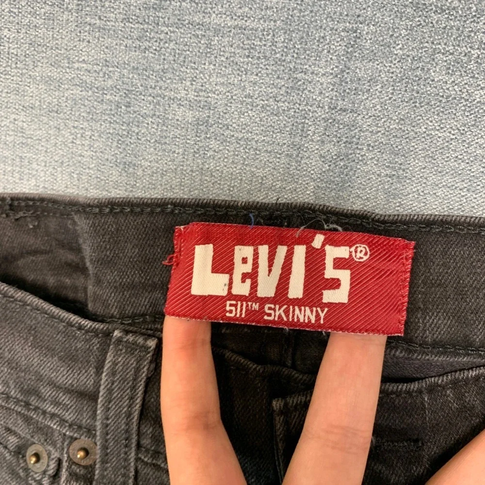 Vintage Levi's 511 Skinny Jeans Boys 25x25 Black Denim Cotton Stretch Slim Retro